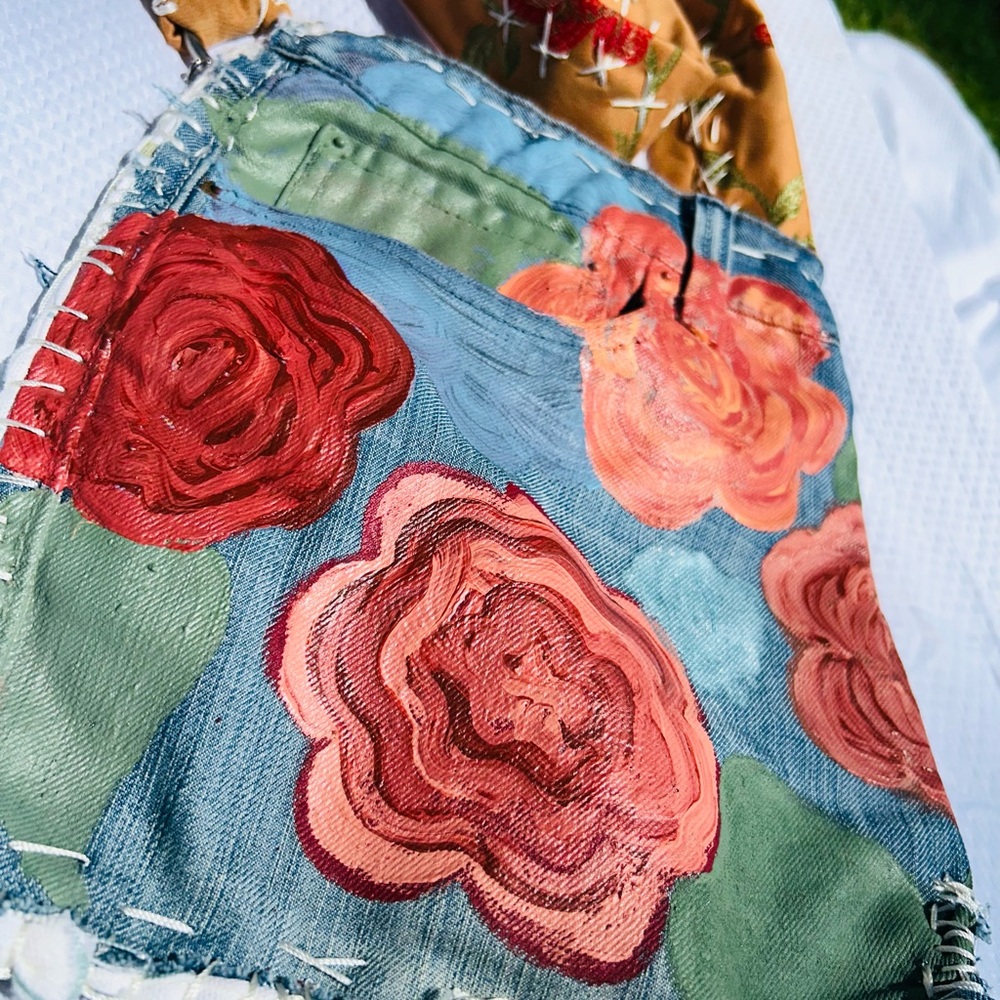 Floral Denim Crossbody Bag - Picture 3 of 6
